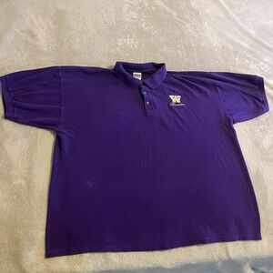 Washington Huskies Shirt‎ Men 2XL Purple Polo NCAA Workout Embroidered Logo Tee